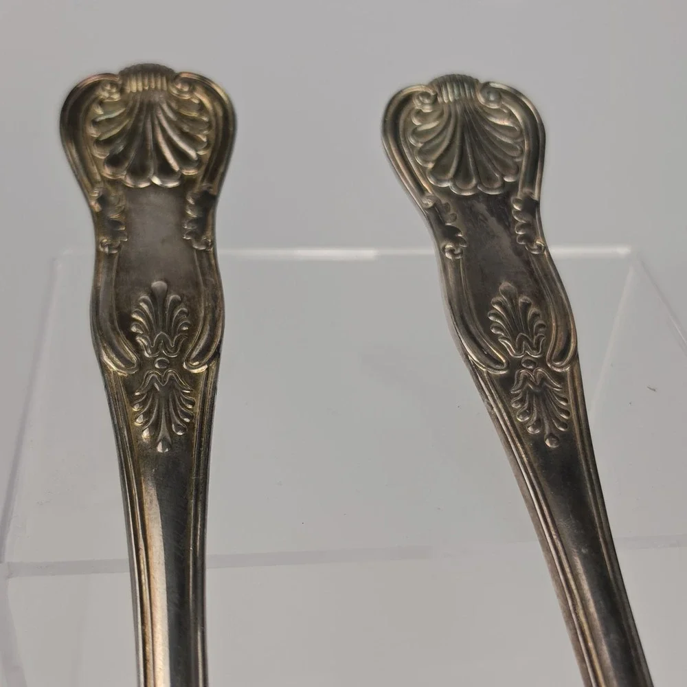 Sheffield Silver Co Kings Pattern Silverplate Salad Serving Spoon Fork Italy